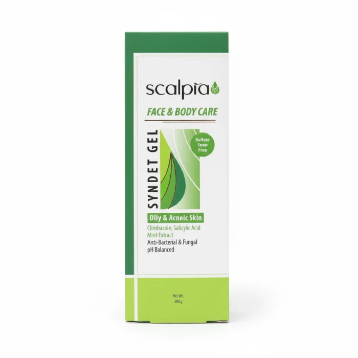ژل شست و‌شو صورت و بدن پوست چرب و‌جوشدار اسکالپیا